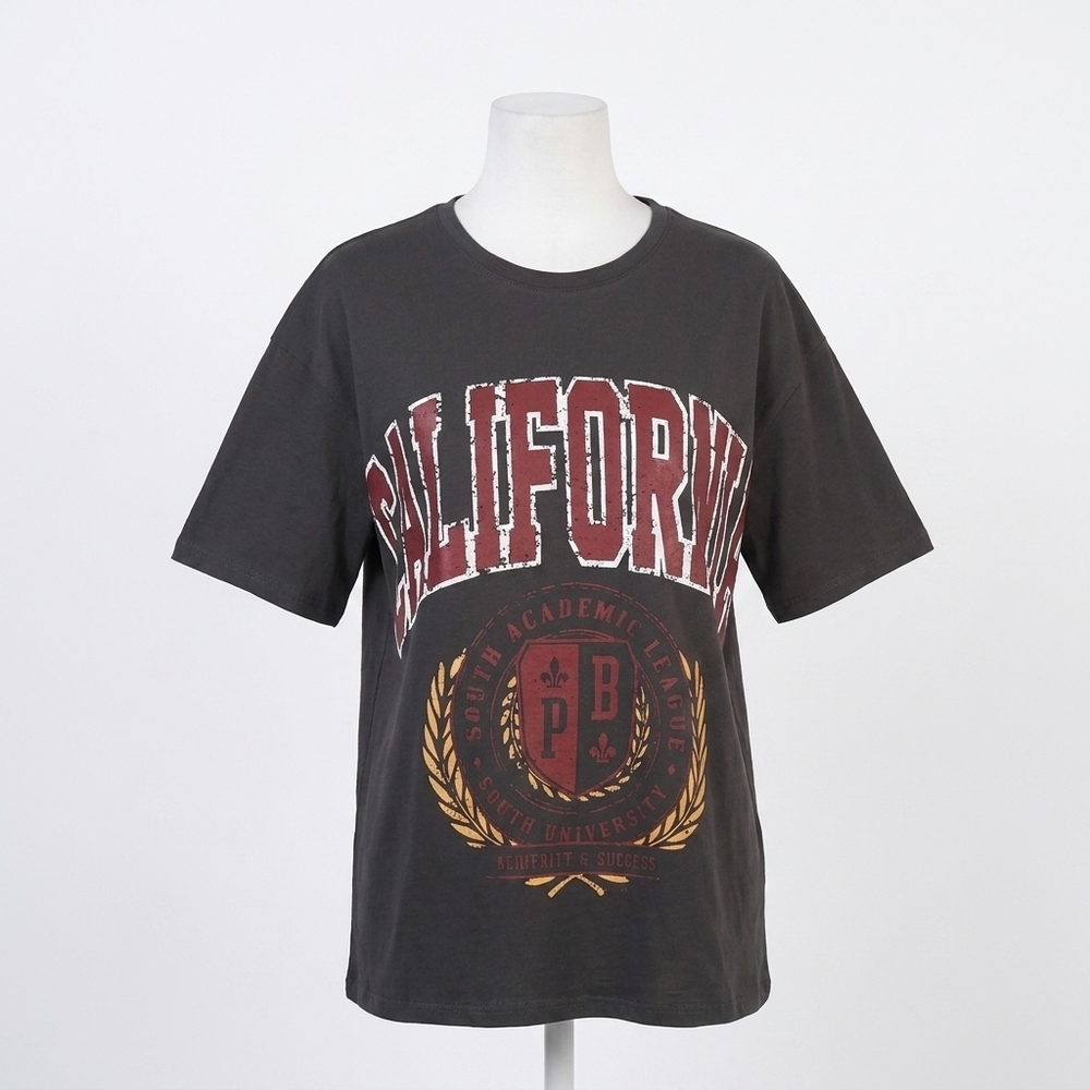 NEW AMBAR california printed short sleeve tshirt in anthracite